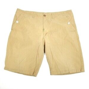 LRG Casual Khaki Flat Front Skate Chino Summer Shorts Tan Brown Mens 40
